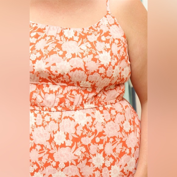 NWT Rust Blush Floral Elastic Waist Plus Size Dress with Drawstrings tie back - Picture 4 of 4